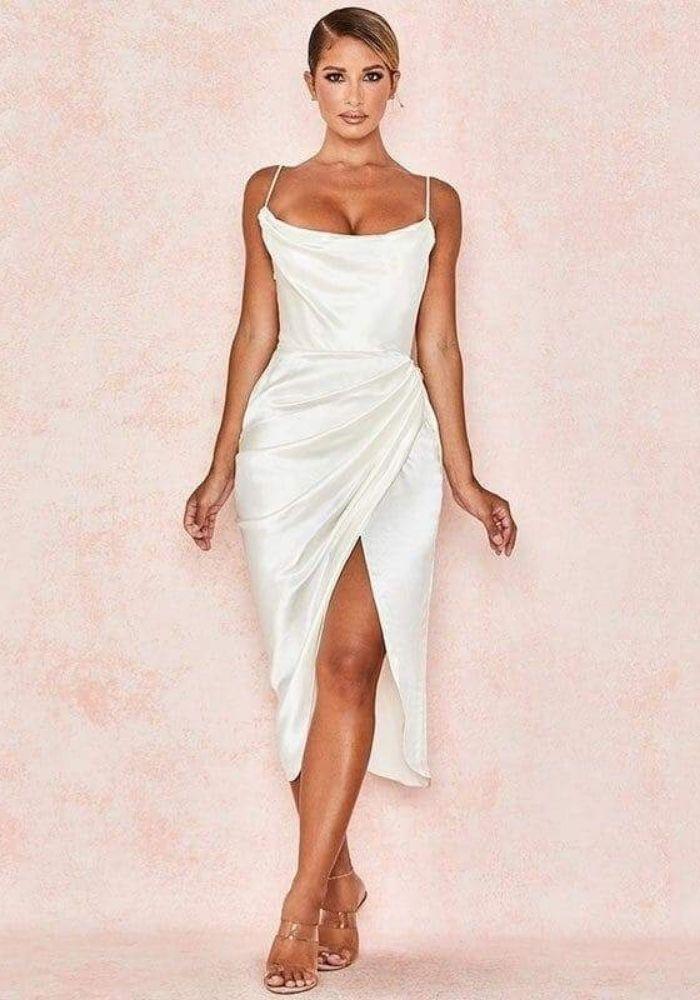 White Satin Dress | Miss Satin